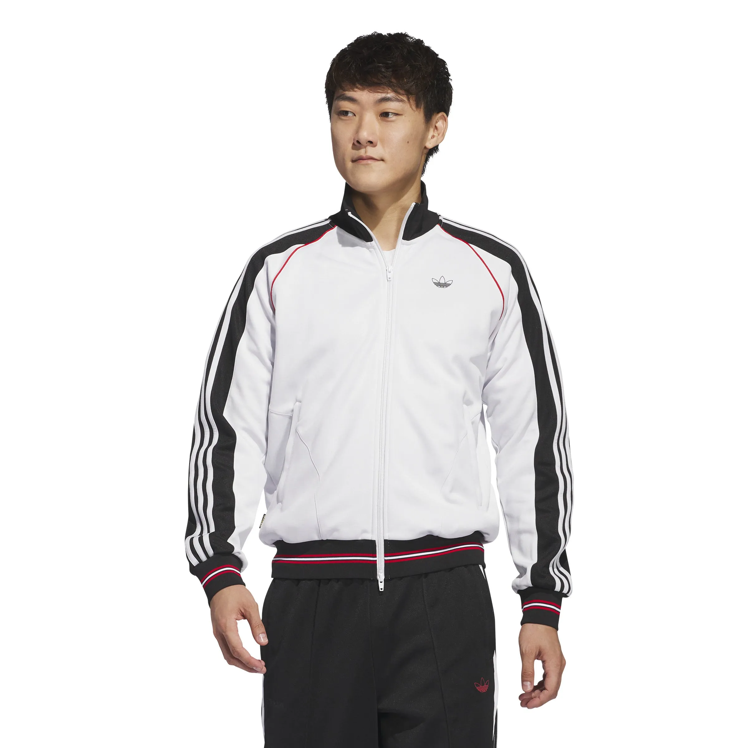 Adidas Tyshawn Track Jacket Crystal White / Black / Better Scarlet