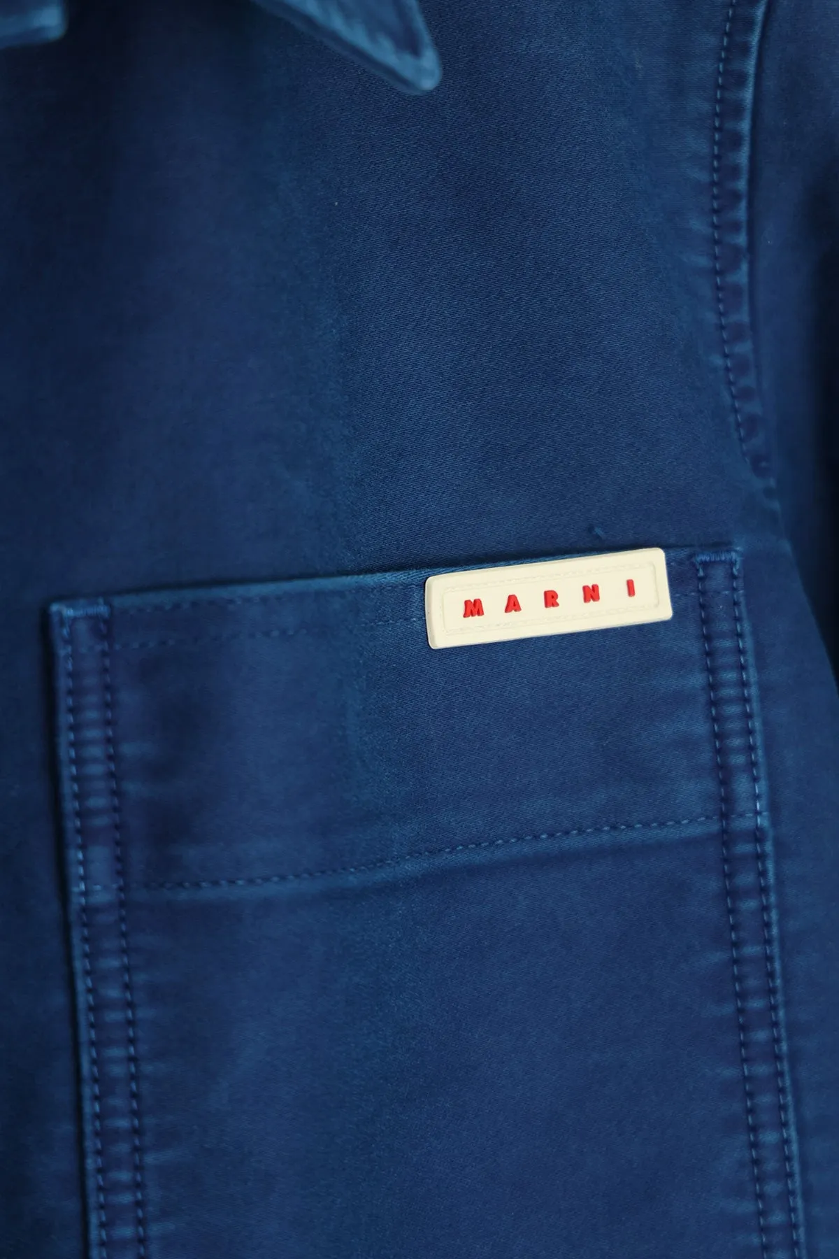 Garment Dyed Compact Moleskine Satin Jacket - Royal Blue