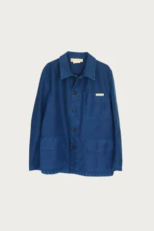 Garment Dyed Compact Moleskine Satin Jacket - Royal Blue