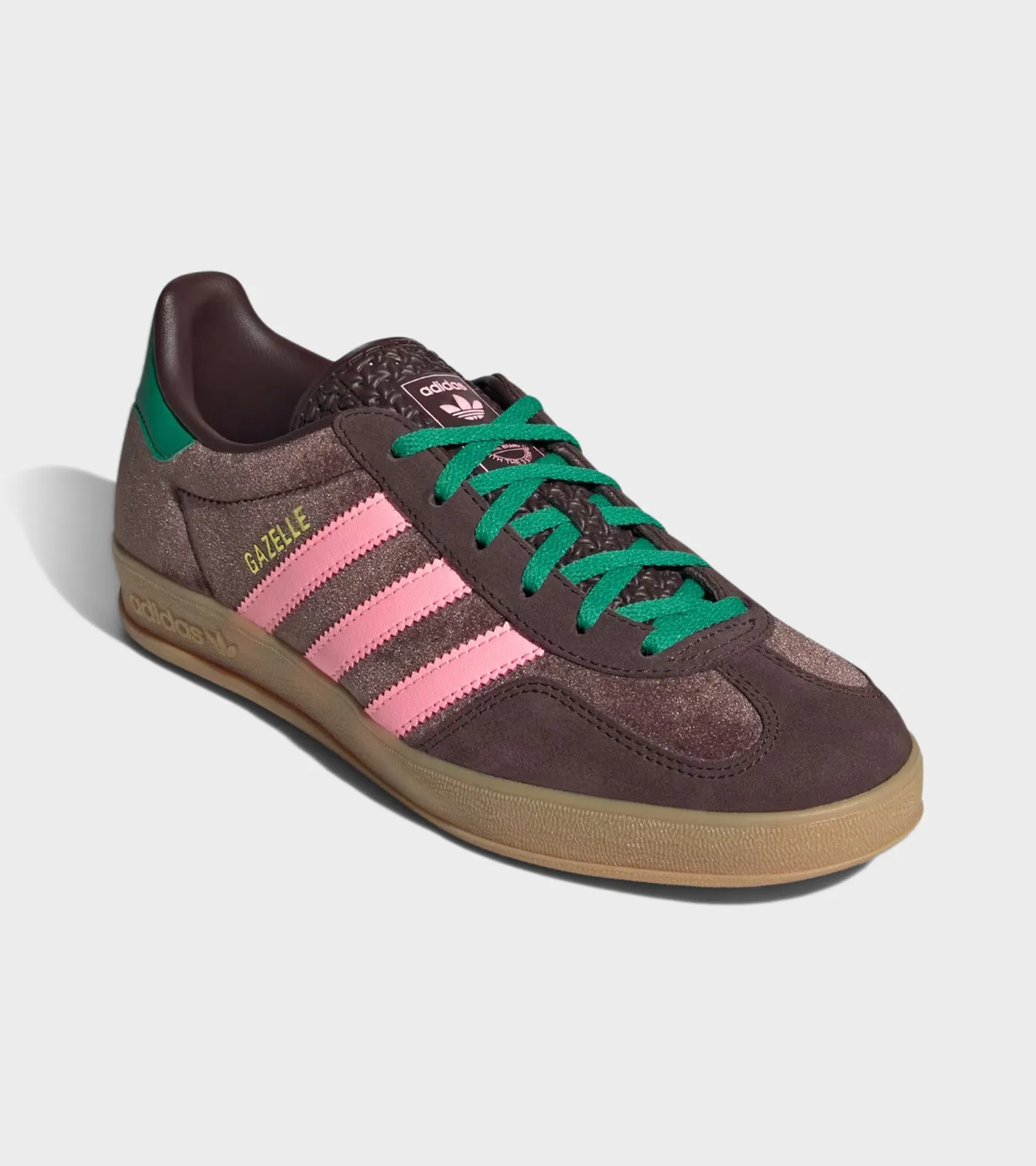 Gazelle Indoor W Dark Brown/Glow Pink/Court Green