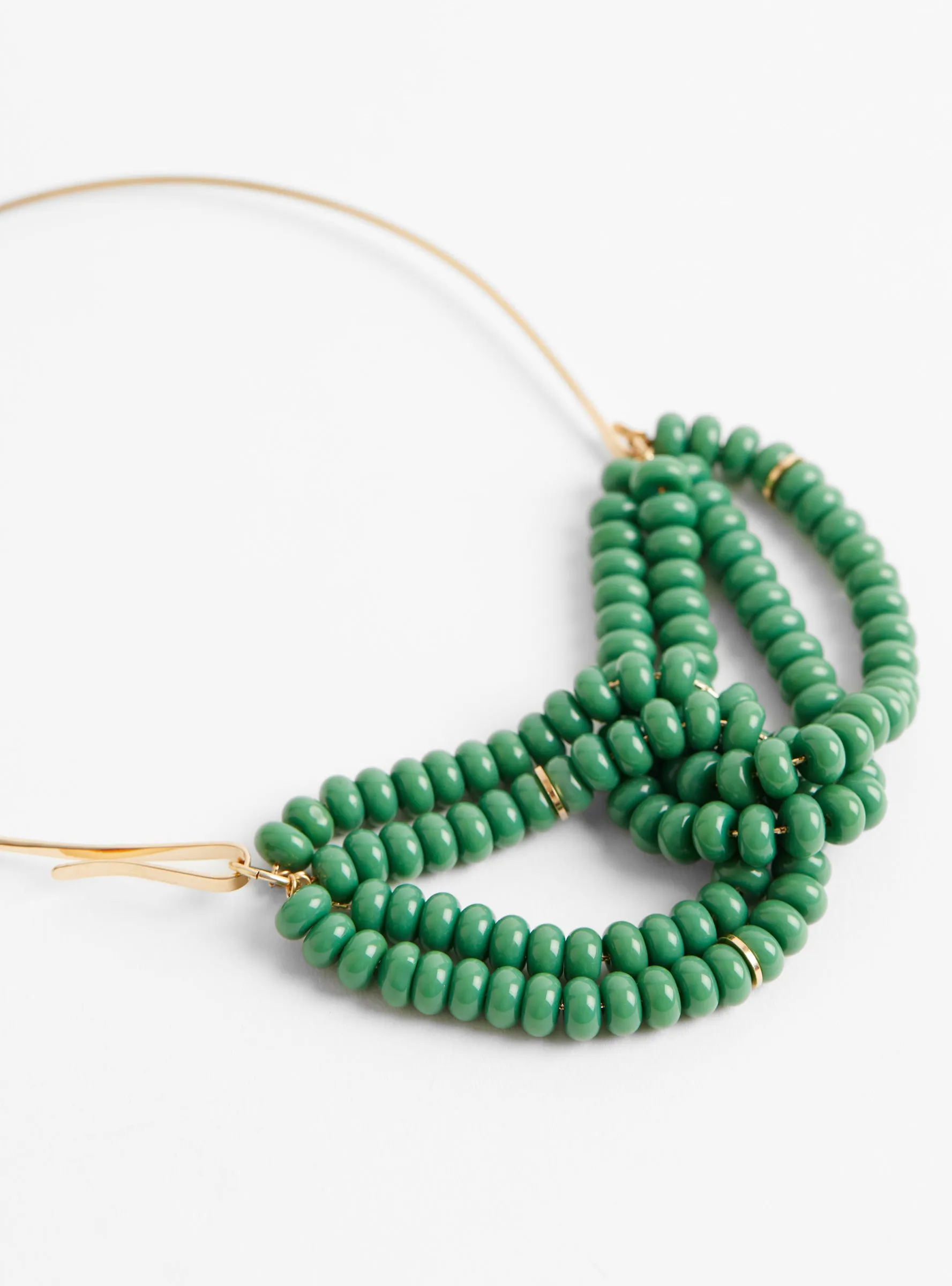 Gold Plated Brass Choker with Glass Beads Green