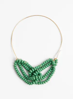 Gold Plated Brass Choker with Glass Beads Green