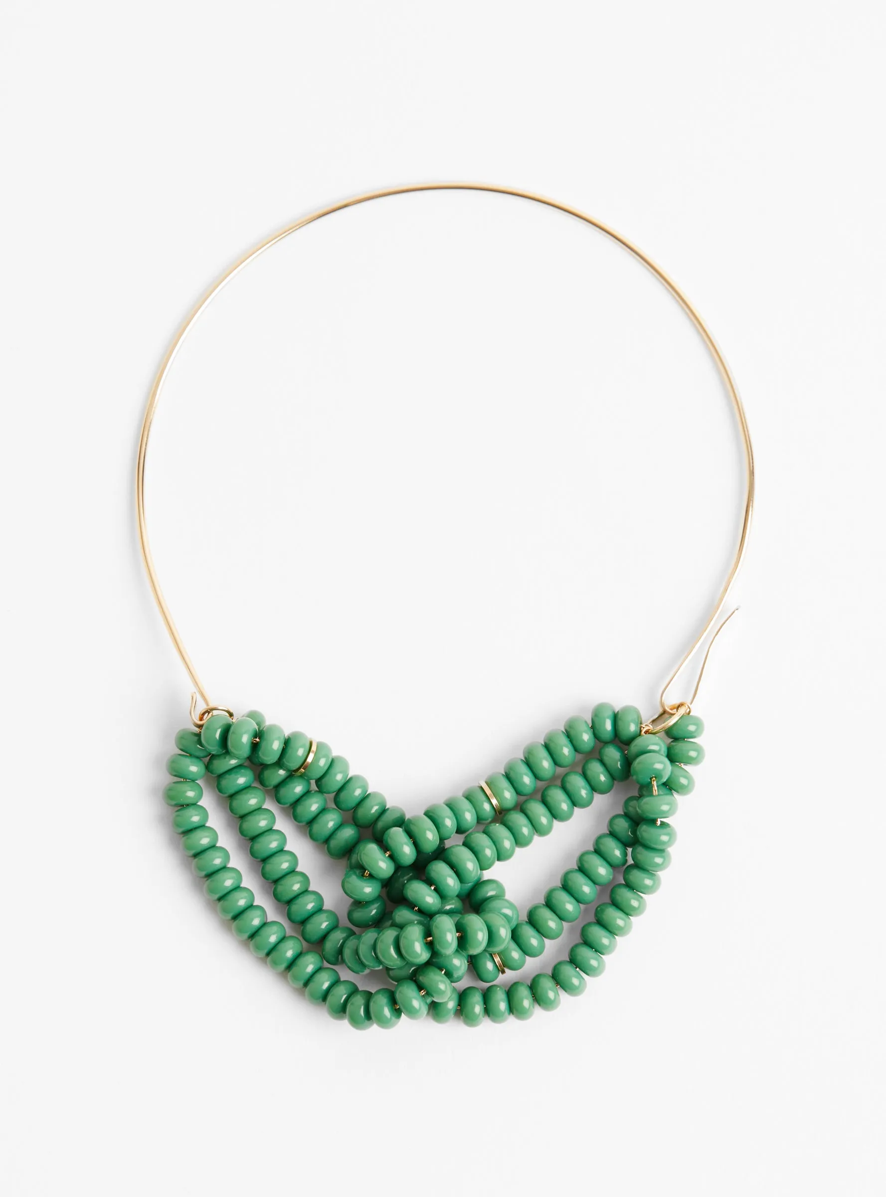 Gold Plated Brass Choker with Glass Beads Green