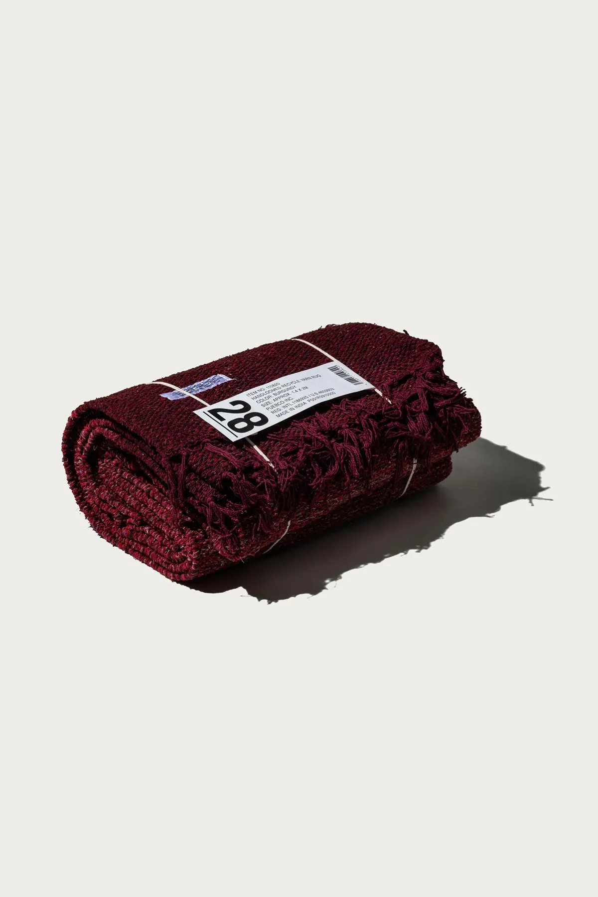Handloomed Recycled Yarn Rug - Burgundy