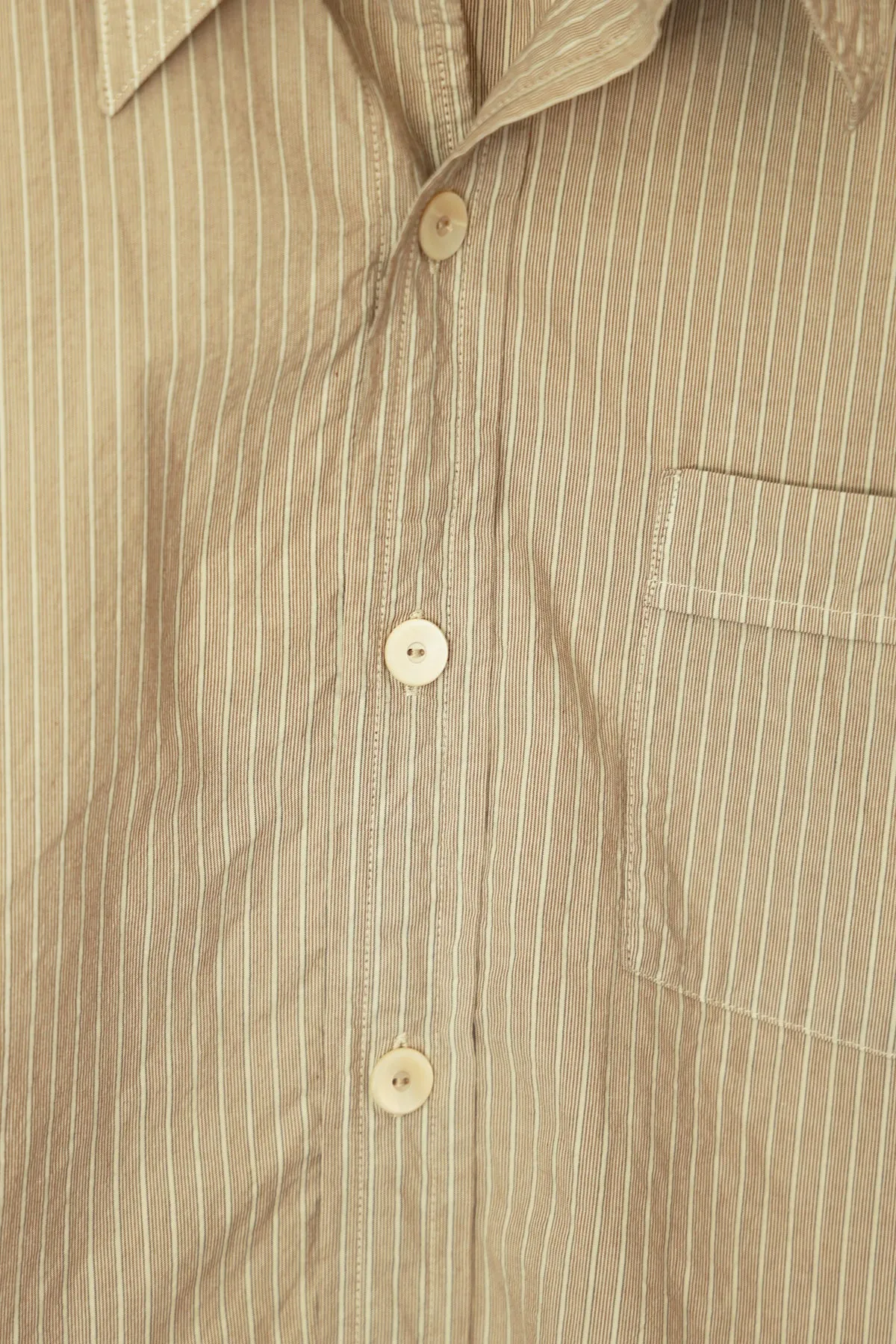 Lot.106 Narrow Collar Shirt - Beige Stripe