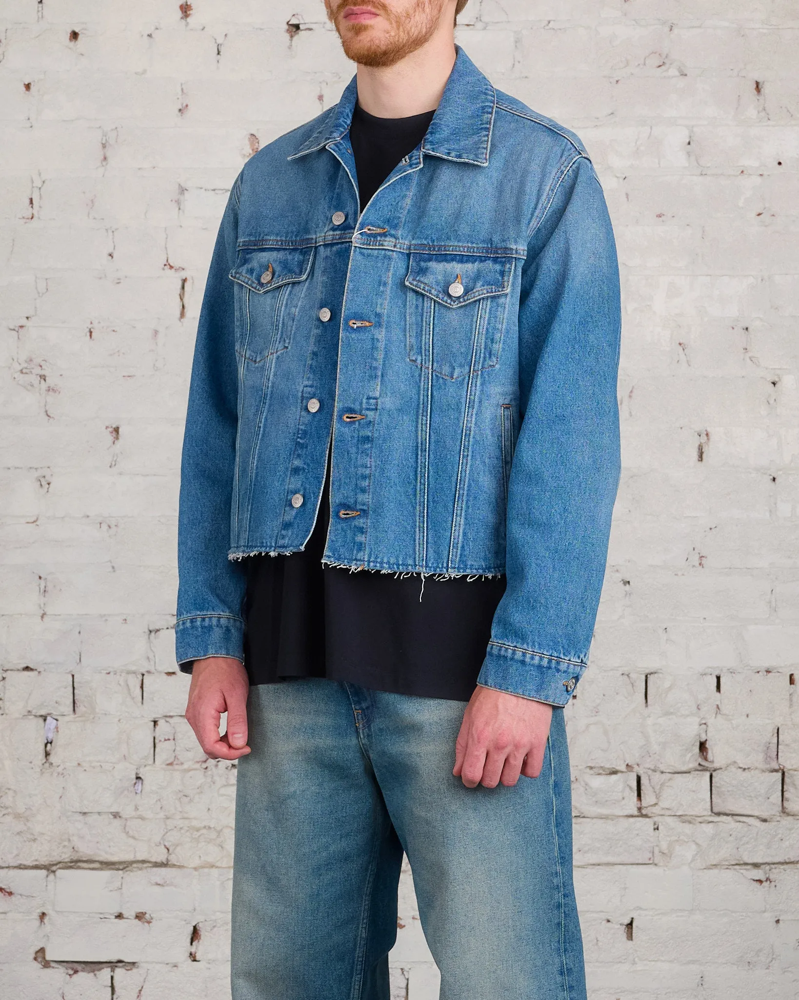 Maison Margiela MM6 Raw Edge Denim Jacket Light Blue