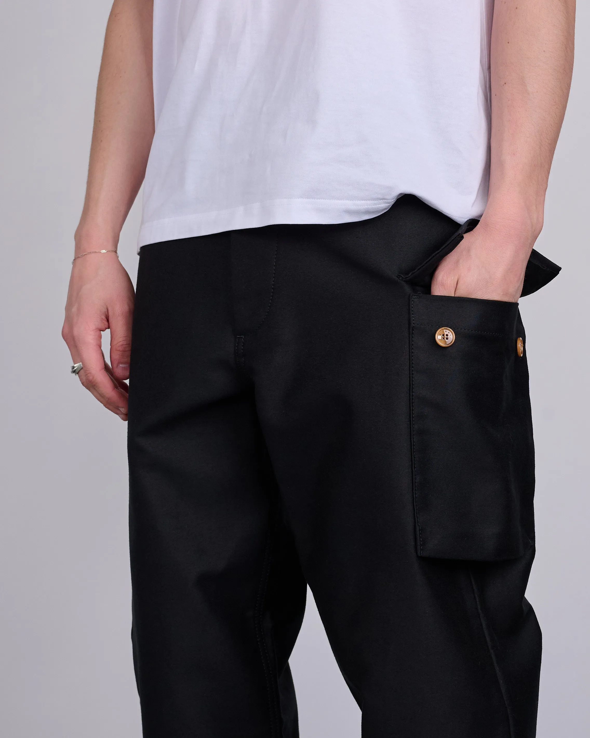 Marni Compact Cotton Moleskin Single Cargo Pant Black