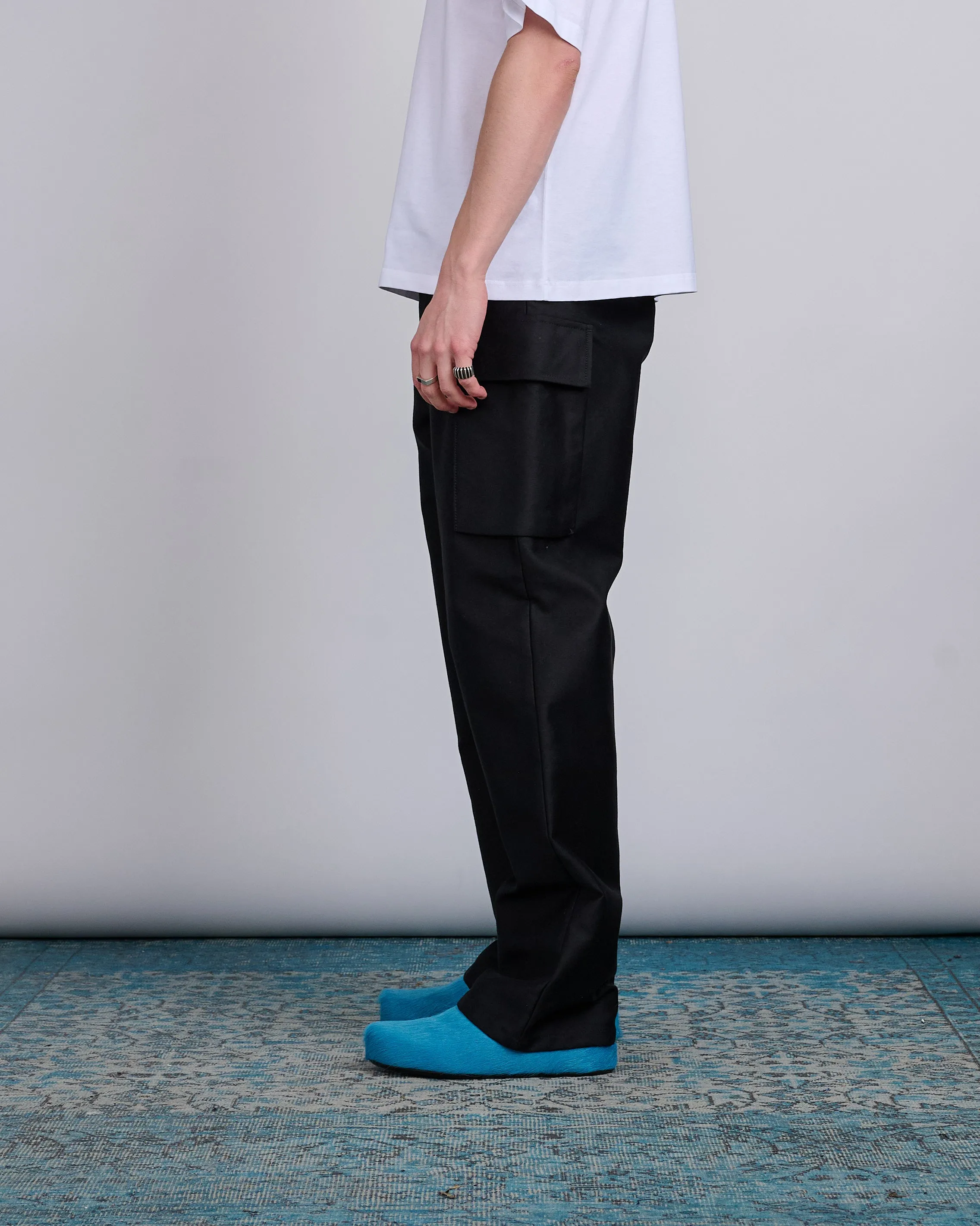 Marni Compact Cotton Moleskin Single Cargo Pant Black