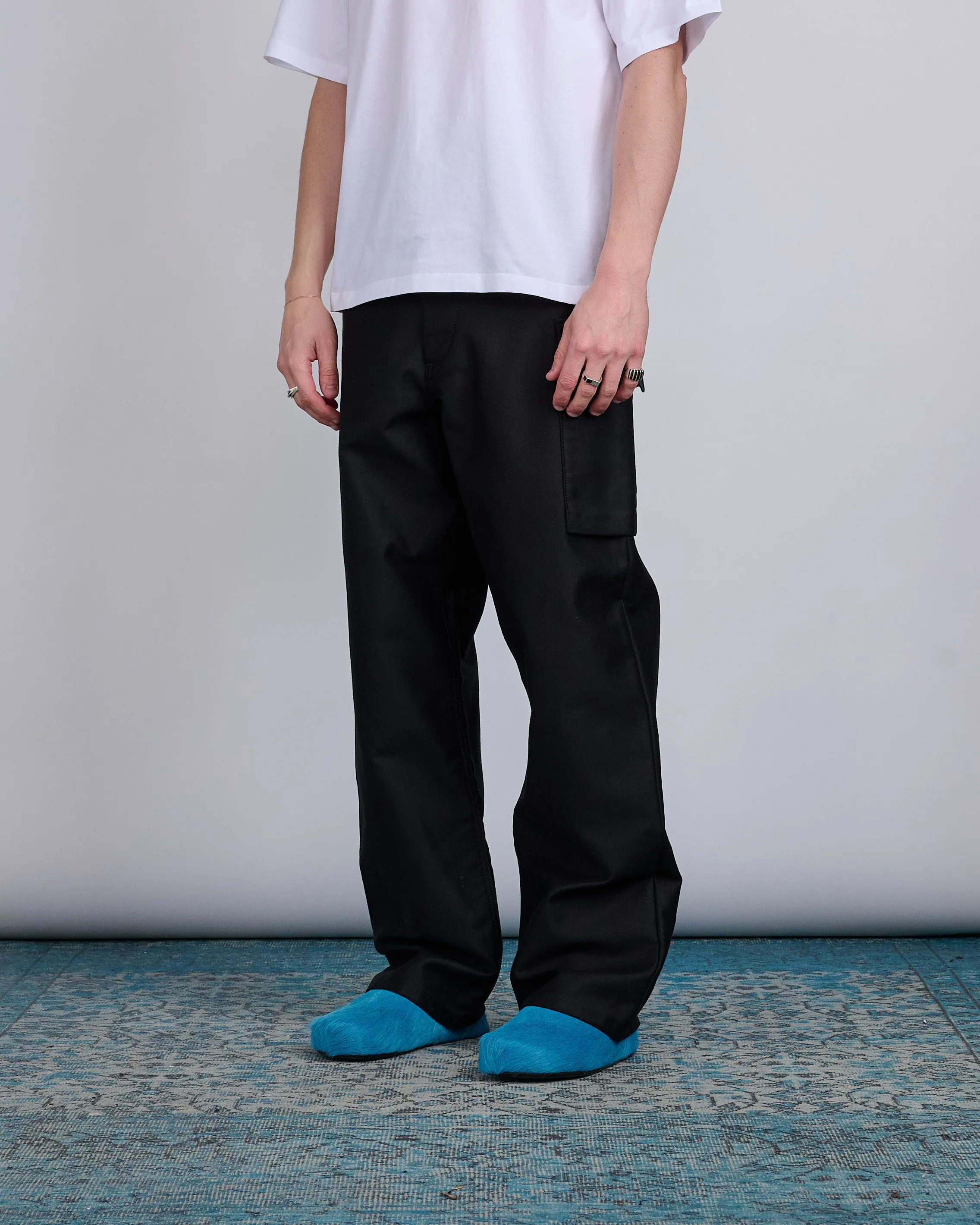 Marni Compact Cotton Moleskin Single Cargo Pant Black