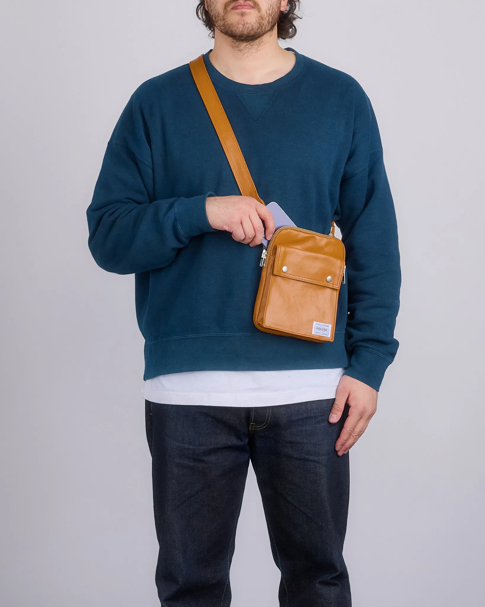 Porter Freestyle Vertical Shoulder Bag Camel