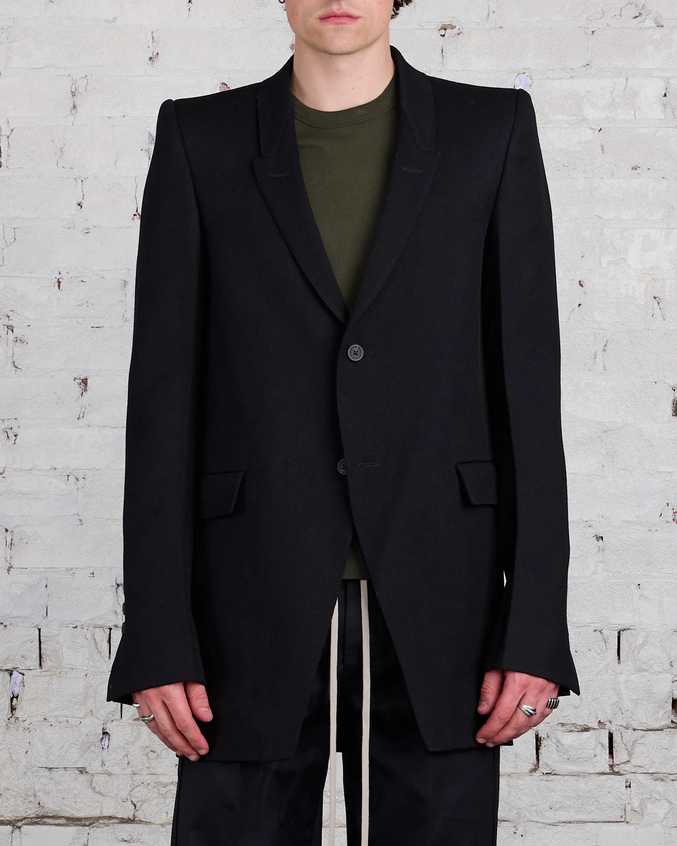 Rick Owens Tatlin Blazer Wool Drill Black