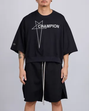 Rick Owens x Champion Tommy Cropped Logo Jersey T-Shirt Black