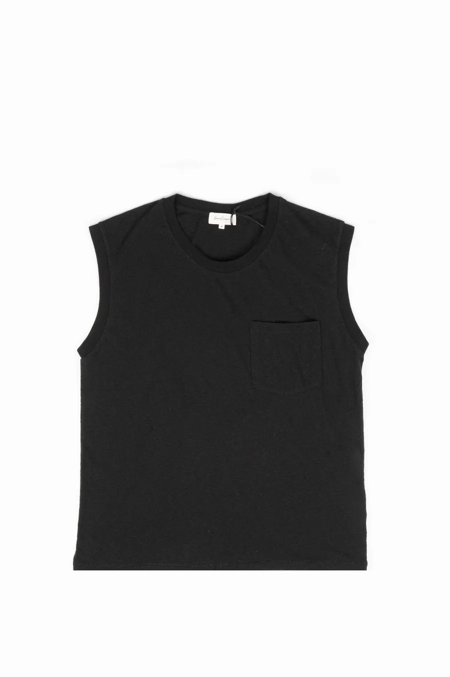SECOND LAYER CORE BOX SLEEVELESS T-SHIRT BLACK