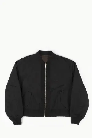 SECOND LAYER REVERSIBLE BONELESS BOMBER BLACK BROWN