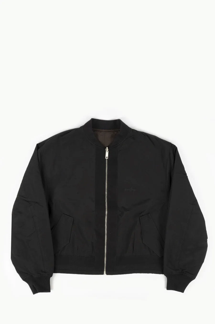 SECOND LAYER REVERSIBLE BONELESS BOMBER BLACK BROWN