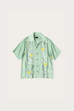 Silk Rayon PECKISH RAINBOWY WRANGLE Collar Cuba Shirt - Mint