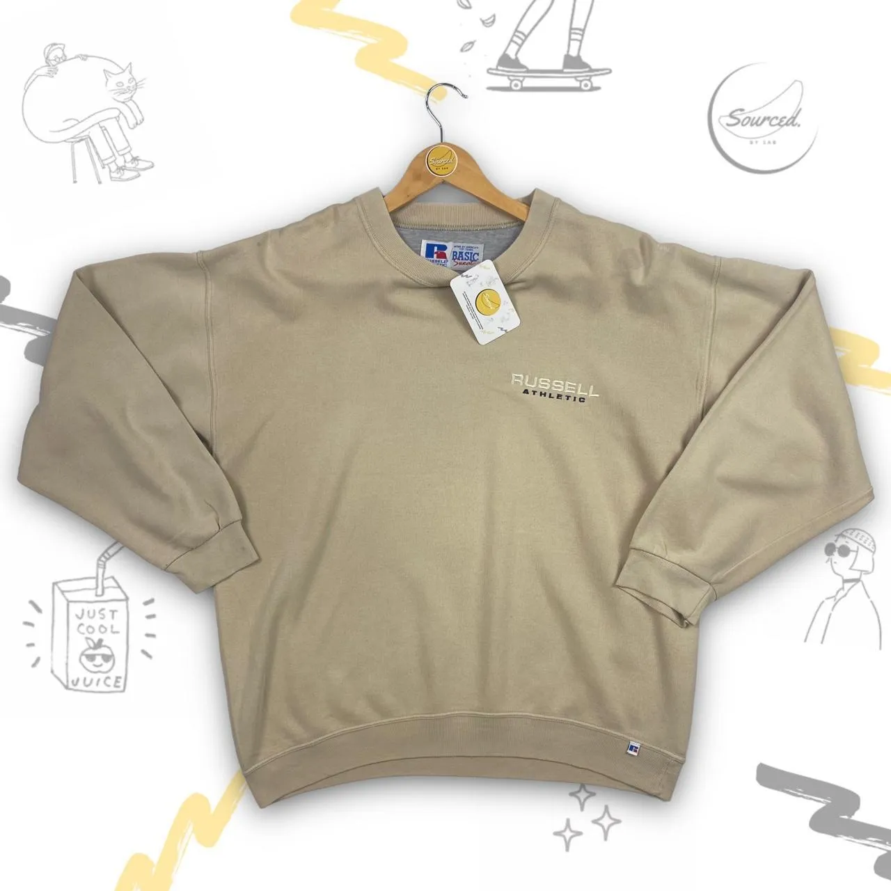 Vintage Russell Athletic Beige Crewneck (L)