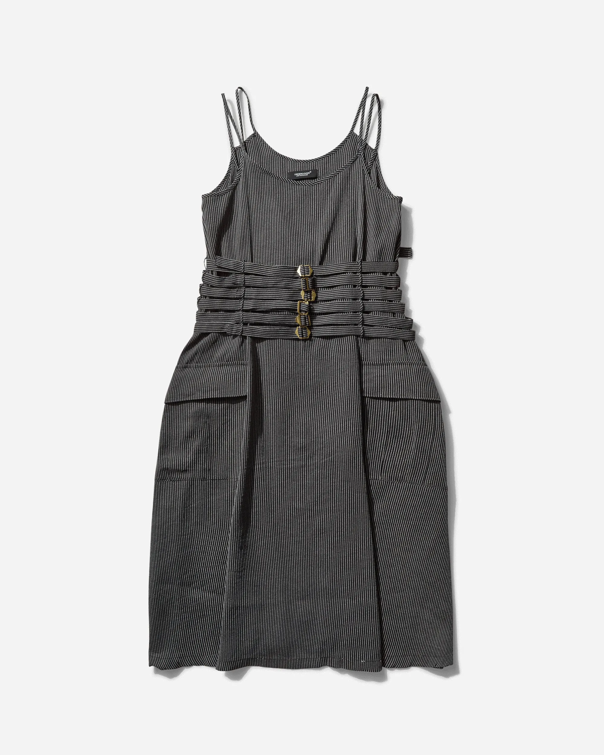 Women's Silk Japanese Paper Camisole Dress Black Stripe