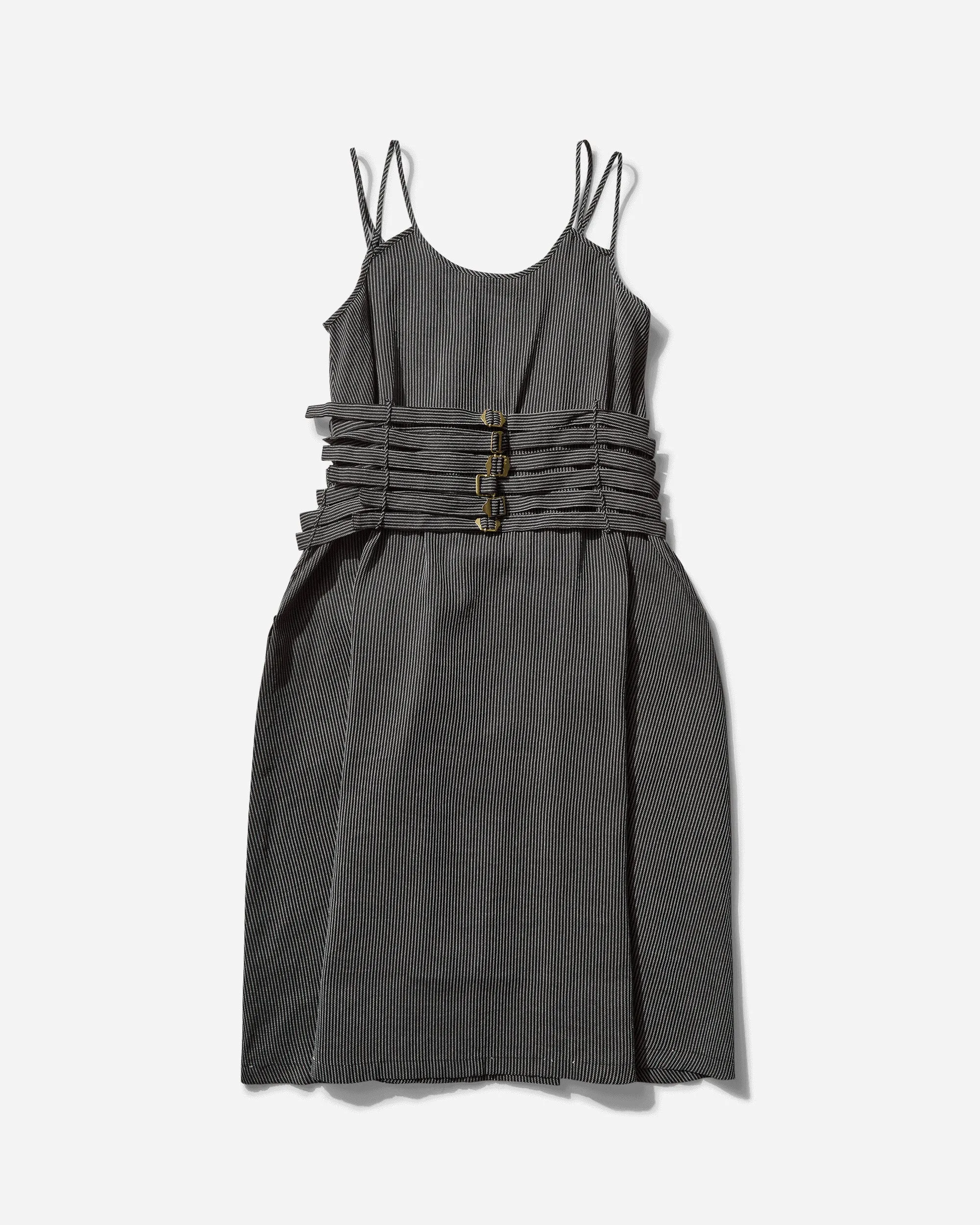 Women's Silk Japanese Paper Camisole Dress Black Stripe